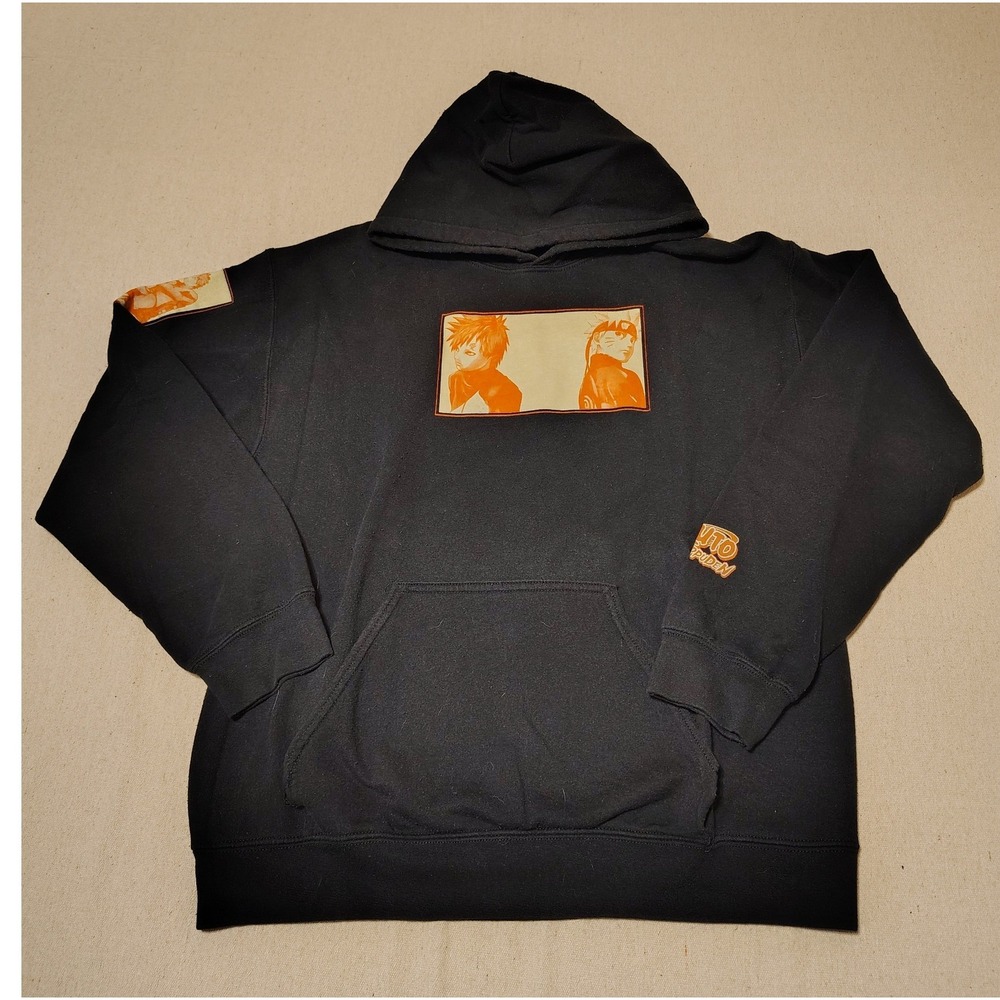 Naruto Shippuden Mens Black Graphic Hoodie Gaara Naruto Anime Sweatshirt